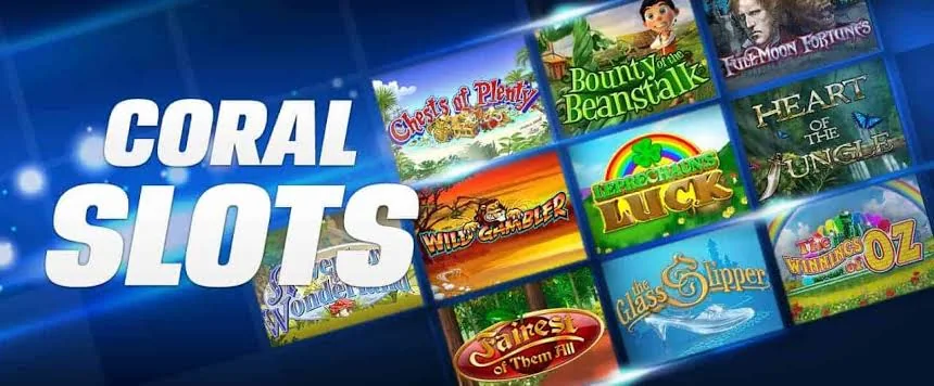 Coral Slots lobby artwork with slot game tiles